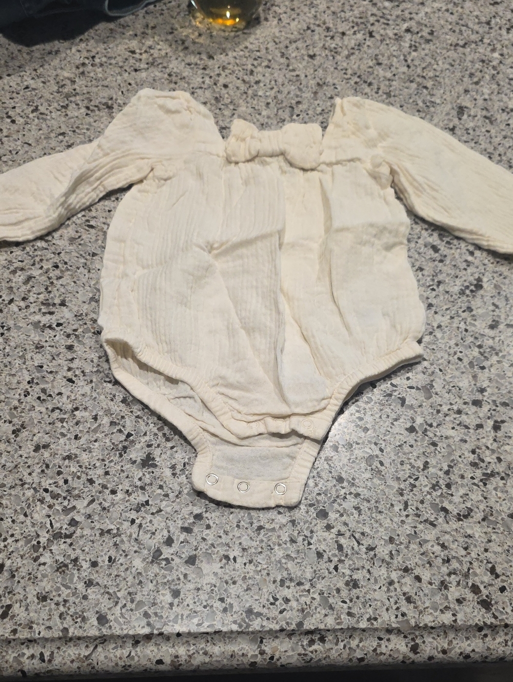 cloud island Cream Long-Sleeve Baby Bodysuit with Front Bow